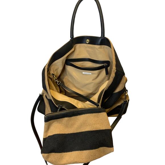 Anthropologie Striped Fuzzy Tote Bag  pouch included - Picture 5 of 13